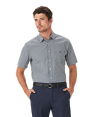 R.M.Williams Mens Classic Poplin Check S/S Shirt (SH211PS04) Navy Char