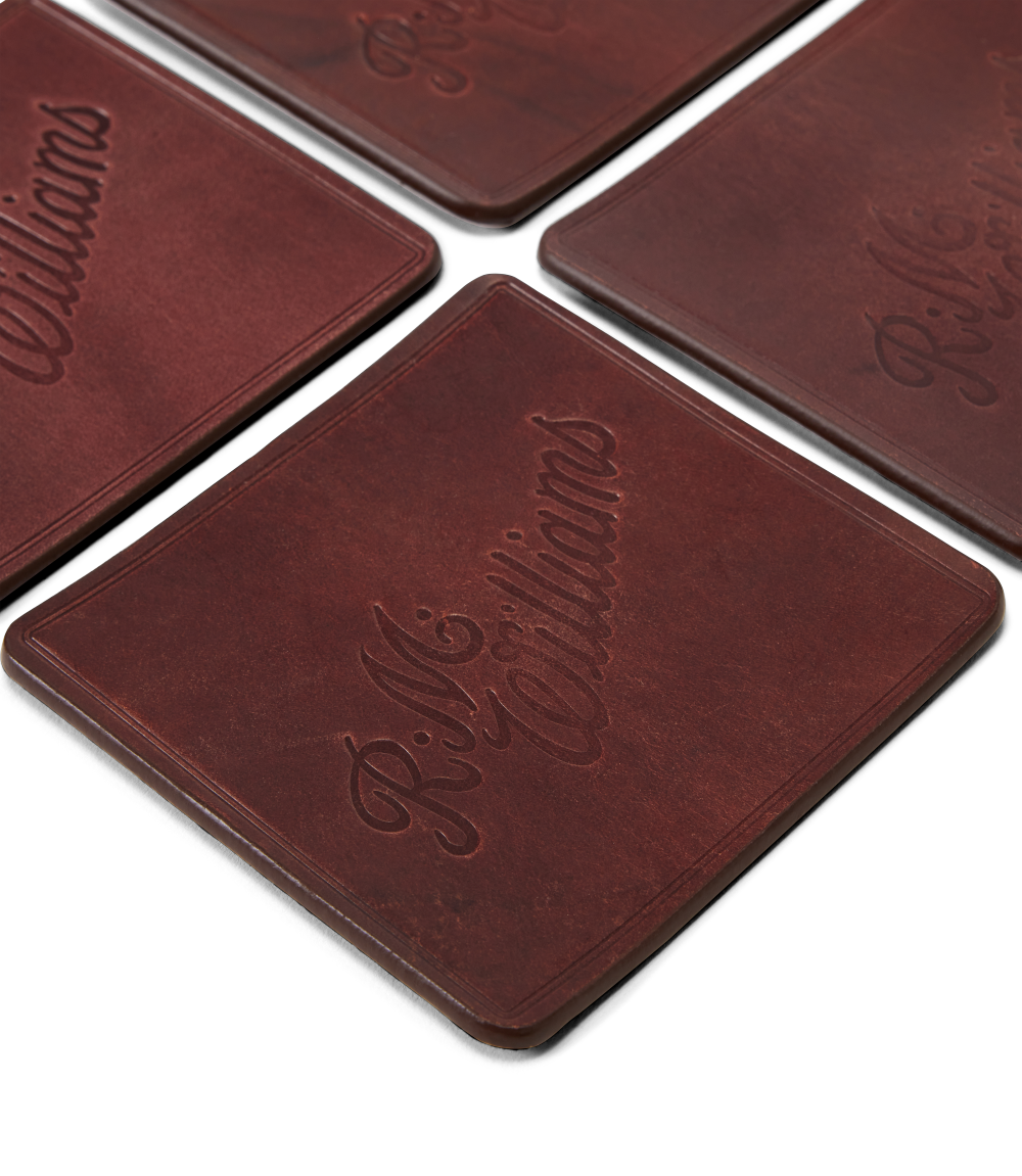 R.M.Williams Script Logo 4pc Coaster Set (LSSHOLE02) Russett