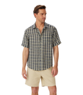 R.M.Williams Mens Toby Linen S/S Shirt (SHU11LL01) Navy/Sage/White