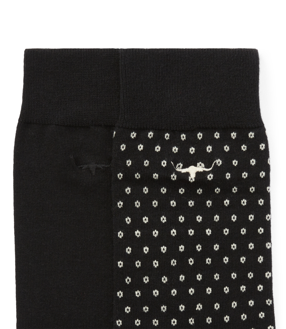 R.M.Williams Nelson Polka Dot Sock 2 Pack (AKX9OCB01) Black/Cream