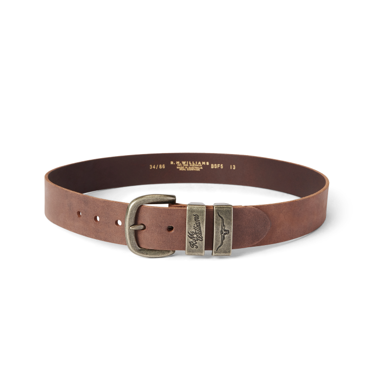 R.M.Williams Mens Drover Belt (BSF5WDN01) Bark