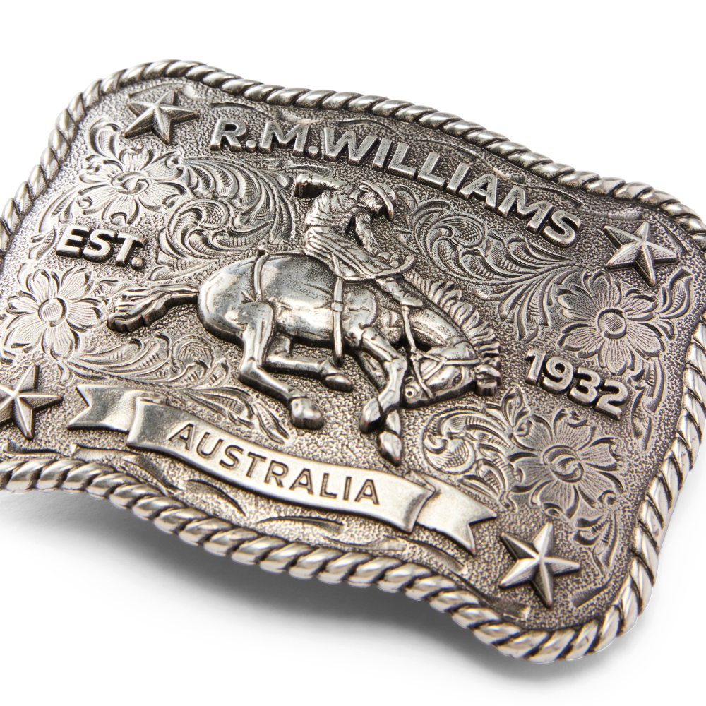R.M.Williams Cloudbuster Trophy Buckle (BBM7DMT01) Antique Silver