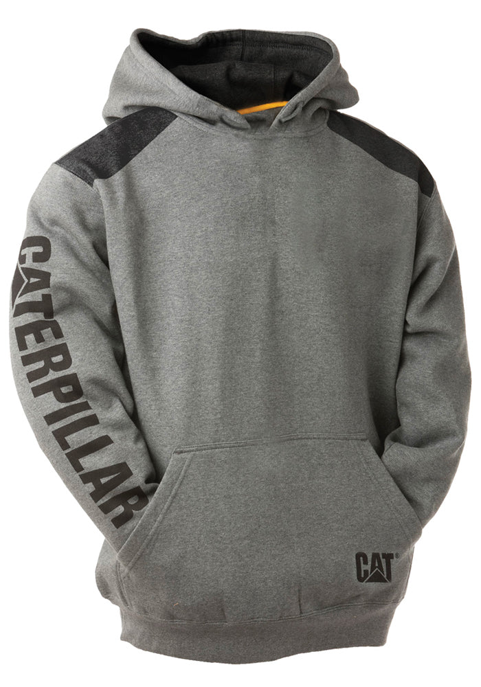 CAT Mens Logo Panel Hooded Sweatshirt (1910802) Dark Heather Grey 