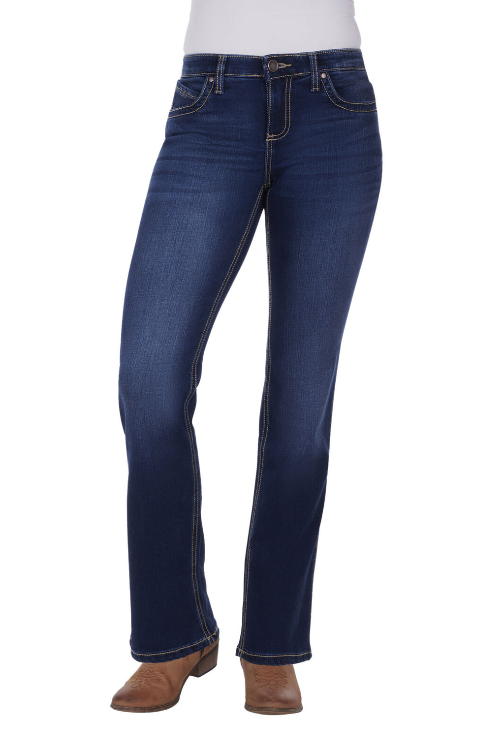 Wrangler Womens Q-Baby Ultimate Riding Jeans (WRQ20NR32) Dark Blue [AD]