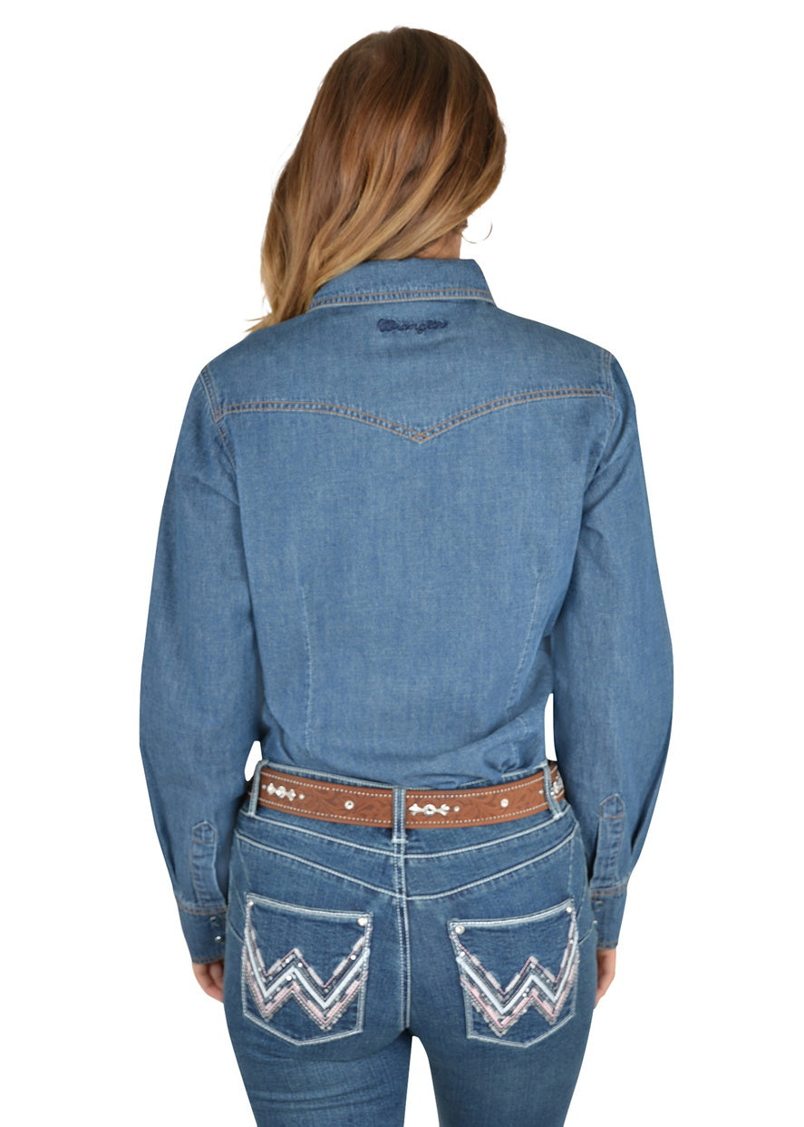 Wrangler Womens Jay Denim Western L/S Shirt (XCP2127850) Denim