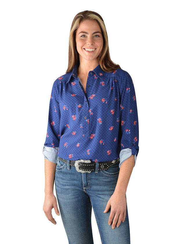 Wrangler Womens Madden Print L/S Shirt (X3W2133962) Navy/Multi [SD]