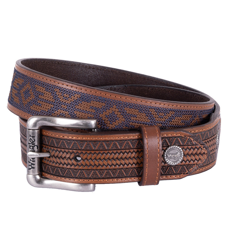 Wrangler Mens Valen Belt (X3S1941BLT) Tan/Navy [SD]