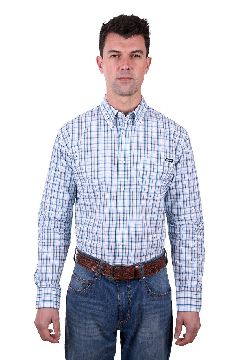 Wrangler Mens Owen L/S Shirt (X5W1115233) Blue/White [SD]
