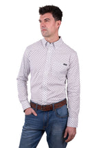 Wrangler Mens Knox L/S Shirt (X5W1115234) White/Dark Tan [SD]