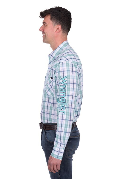 Wrangler Mens Jacob Logo L/S Shirt (X5S1111364) Green/White