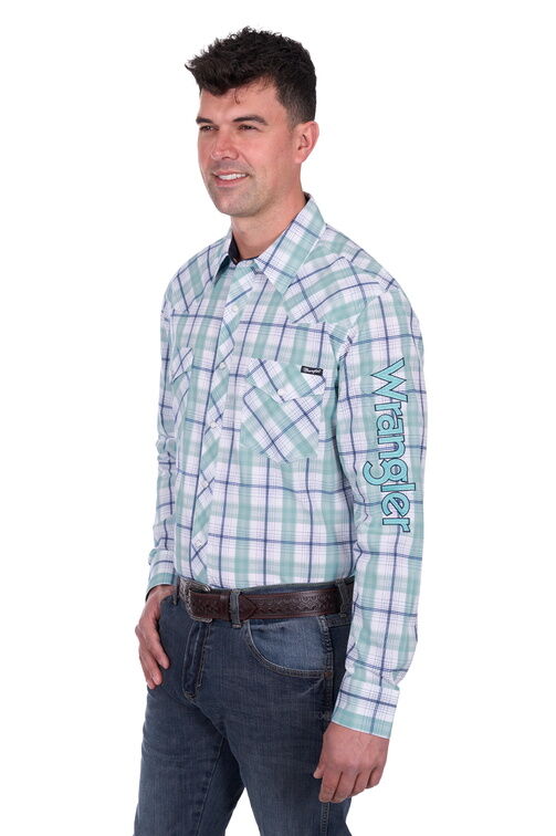 Wrangler Mens Jacob Logo L/S Shirt (X5S1111364) Green/White