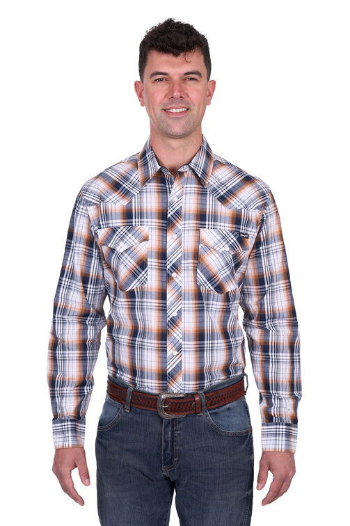 Wrangler Mens Toby L/S Shirt (X5S1111366) Navy/Orange