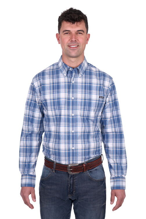 Wrangler Mens Ranger L/S Shirt (X5S1115369) Blue/Tan