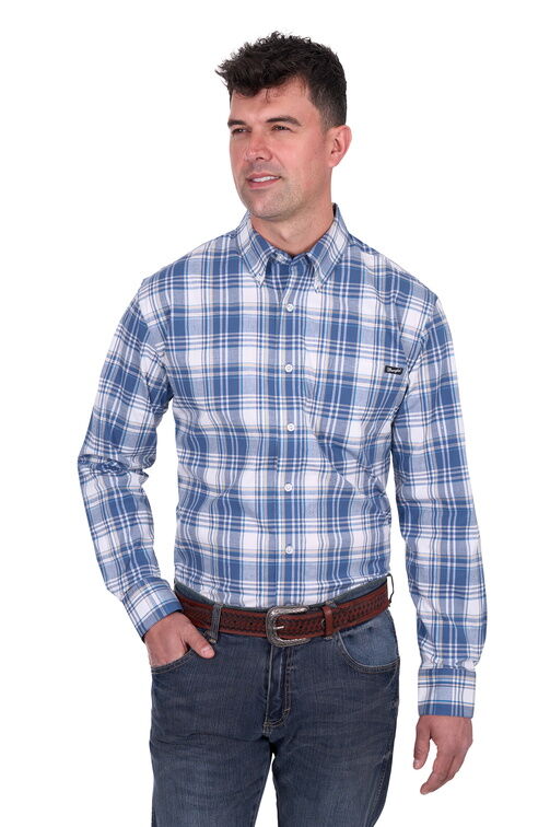 Wrangler Mens Ranger L/S Shirt (X5S1115369) Blue/Tan