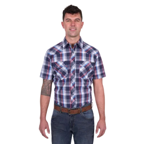 Wrangler Mens Phillip S/S Shirt (X5S1117371) Navy/Red