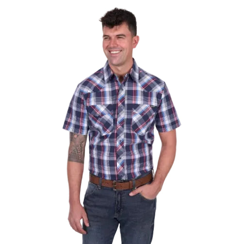 Wrangler Mens Phillip S/S Shirt (X5S1117371) Navy/Red