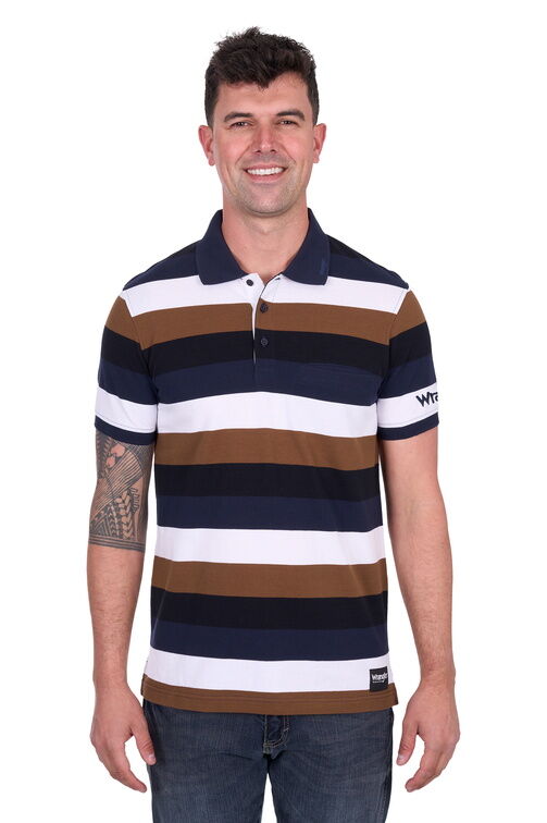 Wrangler Mens Walter Polo (X5S1560375) Navy/Tan