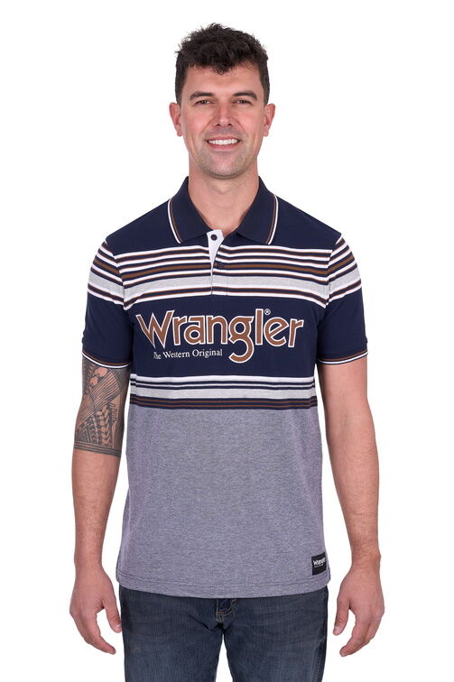 Wrangler Mens Victor Polo (X5S1566373) Navy/Tan