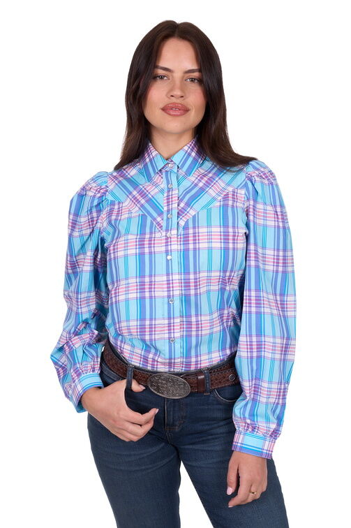 Wrangler Womens Emily Check L/S Shirt (X5S2129431) Blue