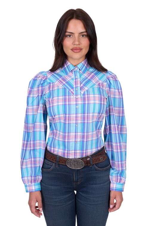 Wrangler Womens Emily Check L/S Shirt (X5S2129431) Blue