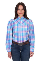 Wrangler Womens Emily Check L/S Shirt (X5S2129431) Blue