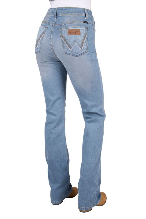Wrangler Womens Dillen Hi Rise Jeans 34 Leg (XCP2255465) Sky