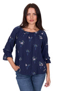 Wrangler Womens Camilla 3/4 Sleeve Blouse (X5S2523448) Navy
