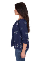 Wrangler Womens Camilla 3/4 Sleeve Blouse (X5S2523448) Navy