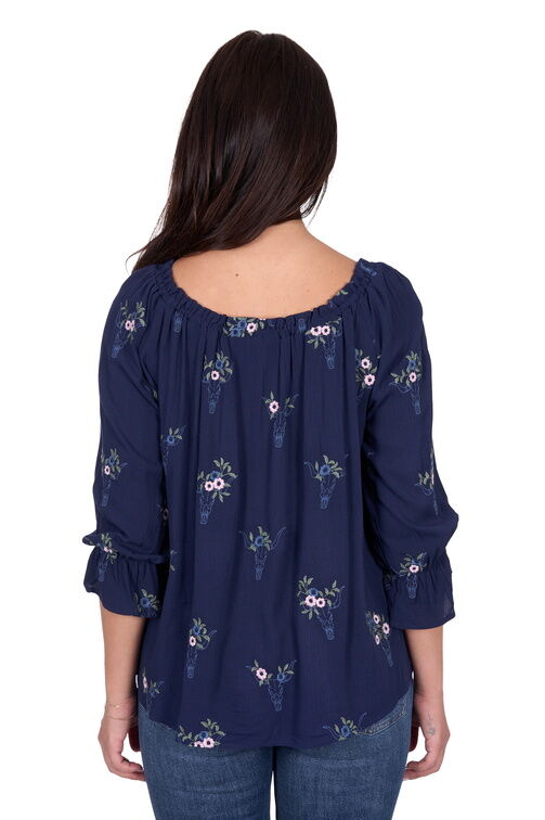 Wrangler Womens Camilla 3/4 Sleeve Blouse (X5S2523448) Navy