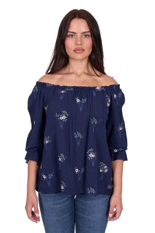 Wrangler Womens Camilla 3/4 Sleeve Blouse (X5S2523448) Navy