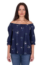 Wrangler Womens Camilla 3/4 Sleeve Blouse (X5S2523448) Navy