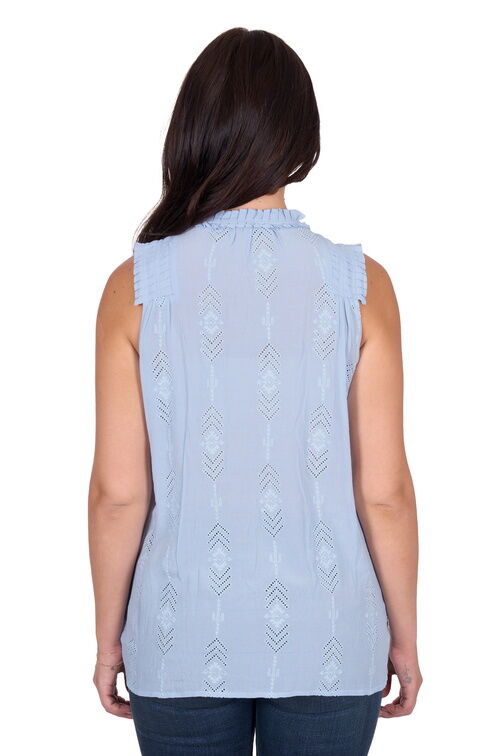 Wrangler Womens Simone Sleeveless Blouse (X5S2536446) Light Blue
