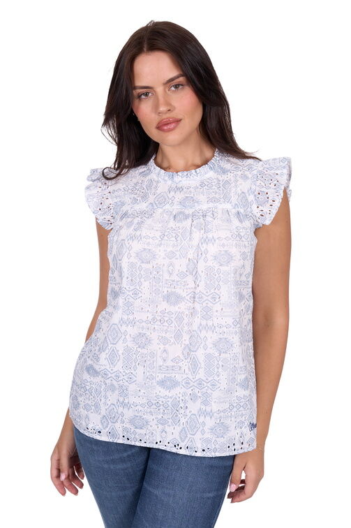 Wrangler Womens Harlow Sleeveless Blouse (X5S2537444) Blue