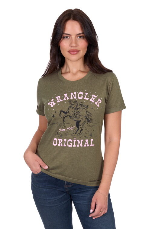 Wrangler Womens Jenny S/S Tee (X5S2598424) Khaki Marle