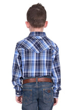 Wrangler Boys Billy Logo L/S Shirt (X5S3111362) Navy/Light Blue