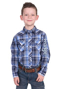 Wrangler Boys Billy Logo L/S Shirt (X5S3111362) Navy/Light Blue