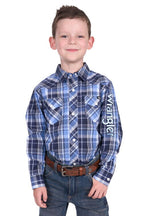 Wrangler Boys Billy Logo L/S Shirt (X5S3111362) Navy/Light Blue