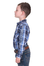 Wrangler Boys Billy Logo L/S Shirt (X5S3111362) Navy/Light Blue