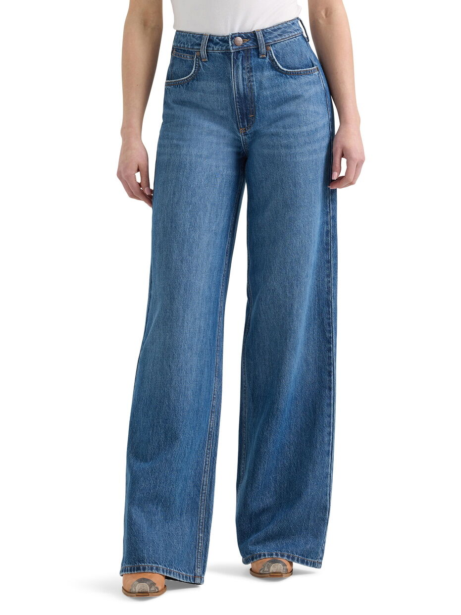 Wrangler Womens Bailey Hi Rise Wide Leg Jeans (112359363) Demi