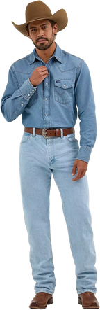 Wrangler Mens Cowboy Cut Original Fit Jeans (13MWZGH34) Bleach