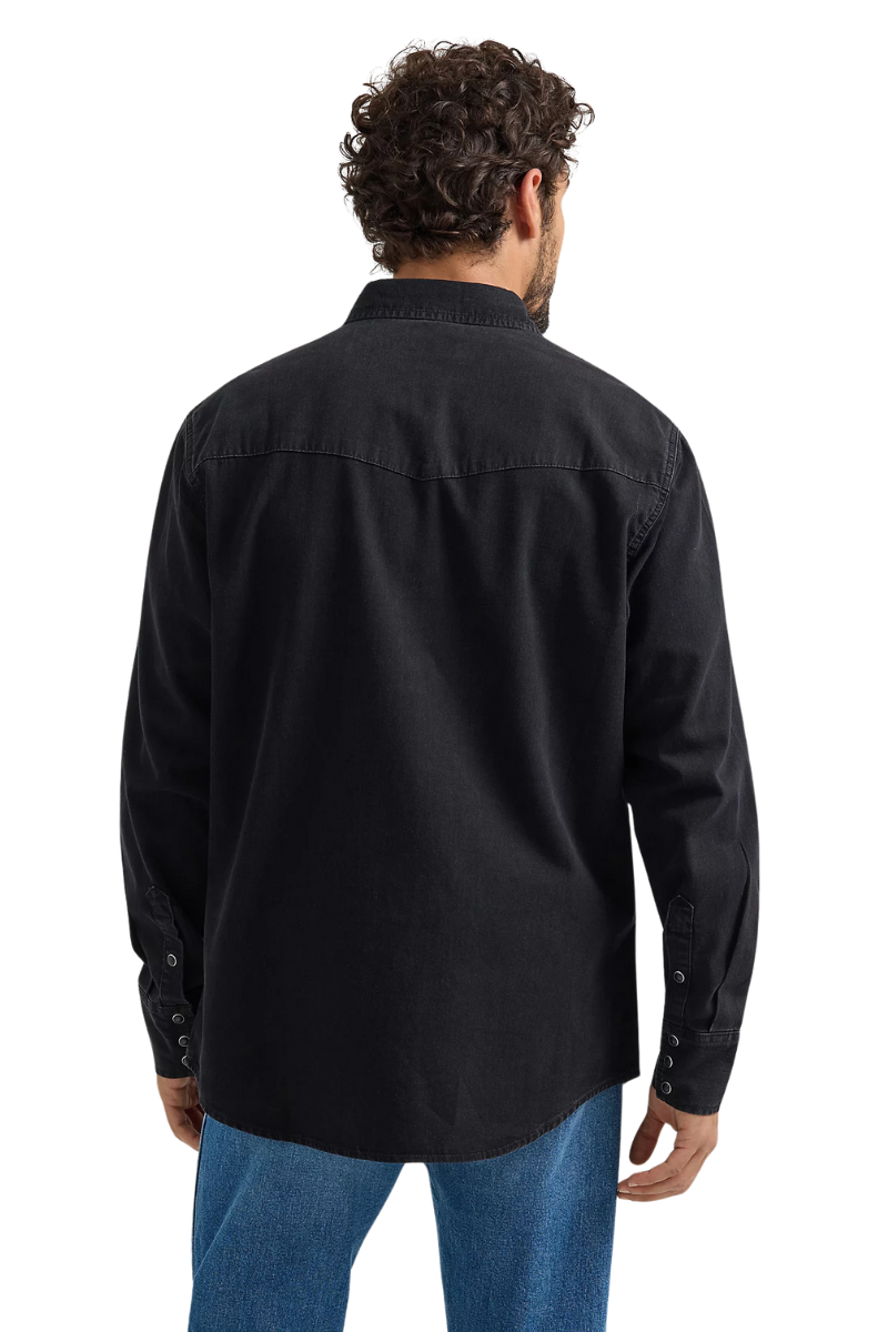 Wrangler Mens Classic Fit L/S Denim Shirt (112361702) Black Denim