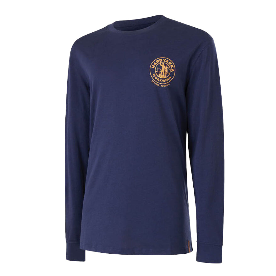 Hard Yakka Mens Heritage Icon L/S Tee (Y11489) Navy