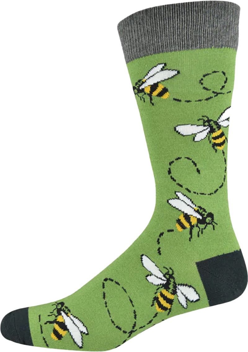 Bamboozld Mens Buzzing Bee Bamboo Socks (BBW19BUZR) Green 7-11