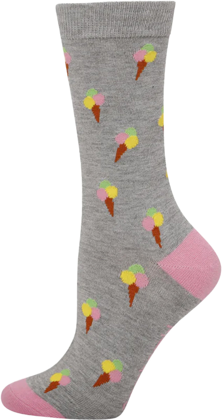 Bamboozld Womens Ice Cream Bamboo Socks (BBS22ICECREAMW) Grey Marle 2-8 [SD]