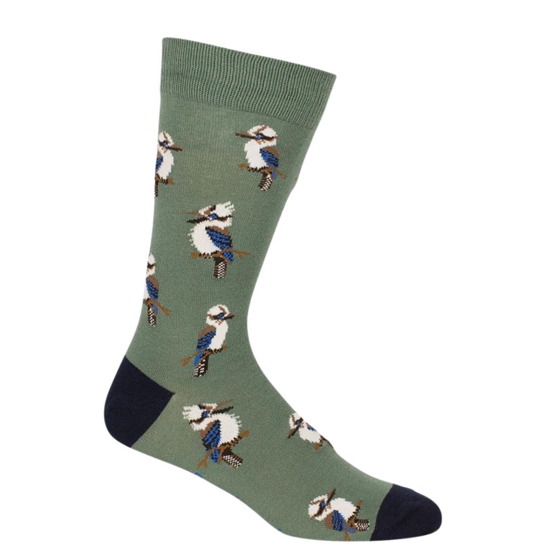Bamboozld Socks Mens Kookaburra Bamboo Socks (BBW24KOOKABURRAK) Khaki 11-14