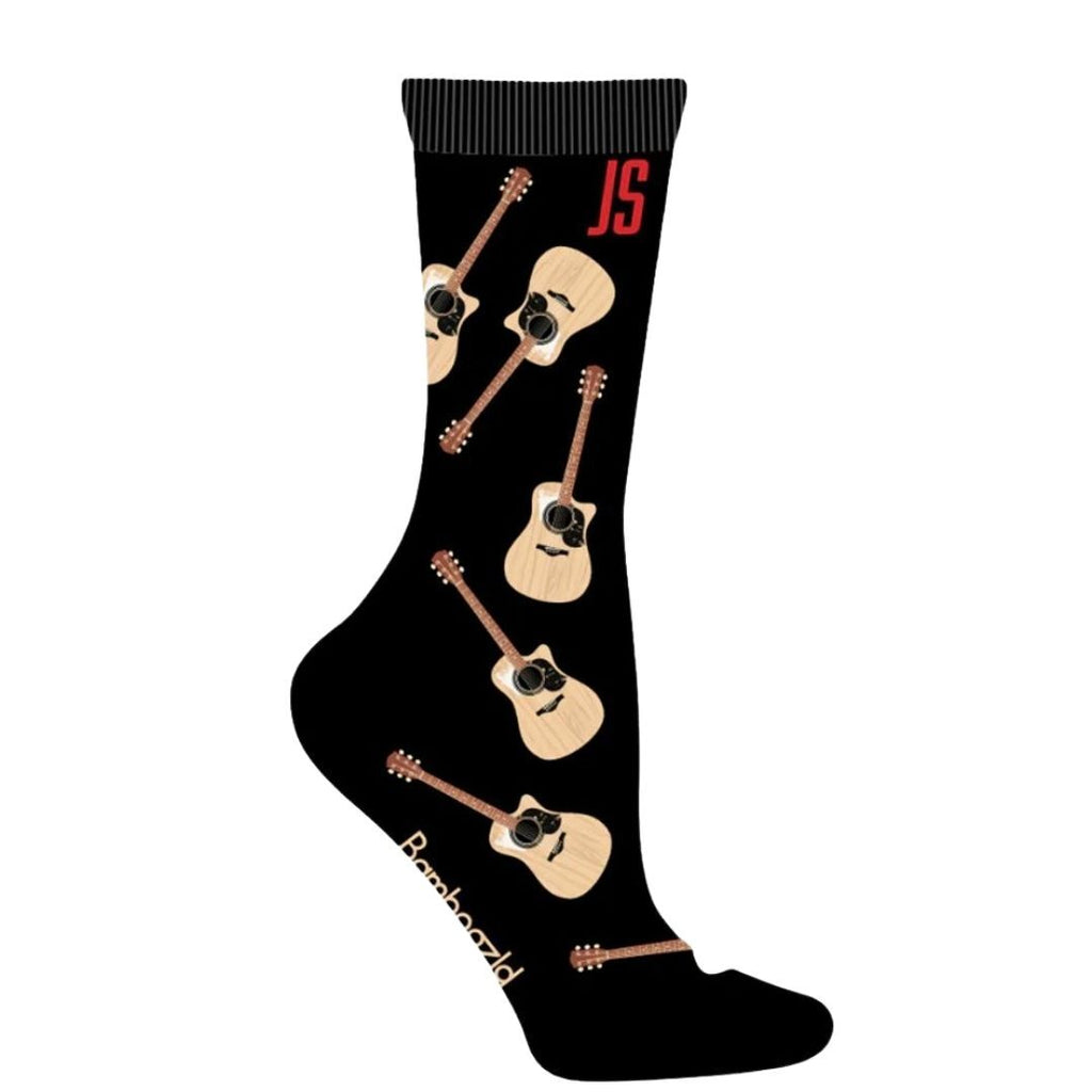 Bamboozld Socks Womens The Guitar Sock By Jon Stevens Bamboo Socks (JSGUITARW) Black 2-8
