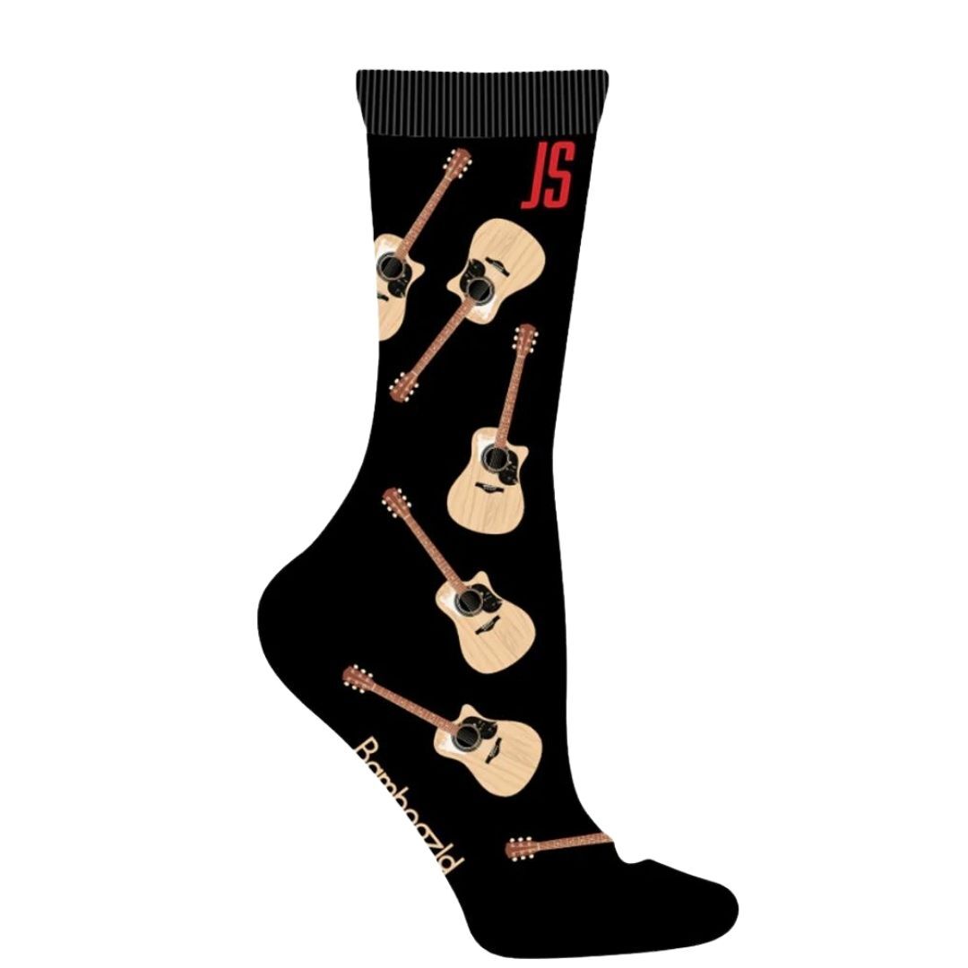 Bamboozld Socks Womens The Guitar Sock By Jon Stevens Bamboo Socks (JSGUITARW) Black 2-8