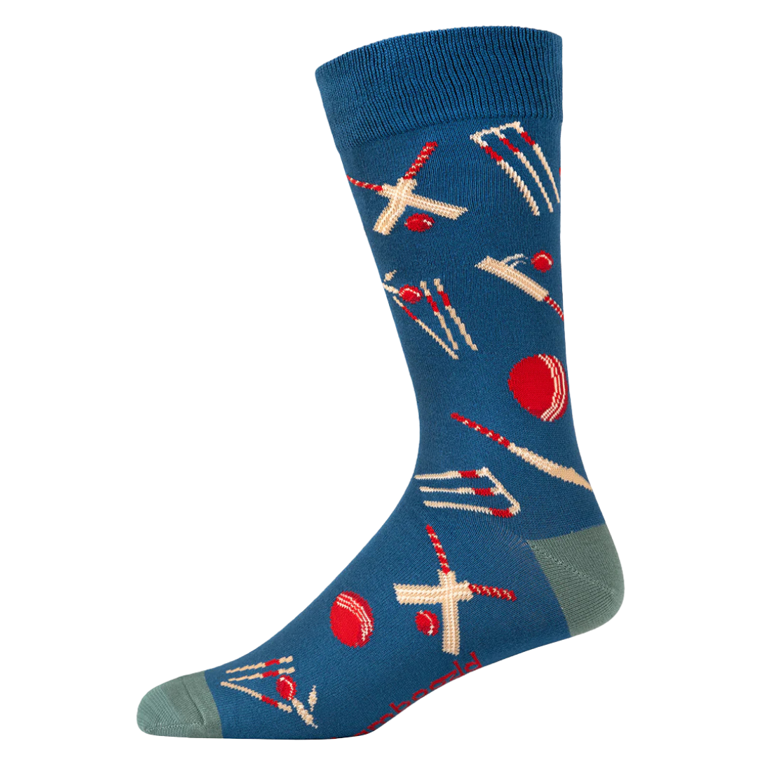 Bamboozld Socks Mens Cricket Stumps Bamboo Socks (BBS24STUMPSR) Blue 7-11