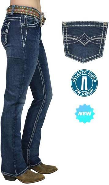 Pure Western Womens Dakota Relaxed Rider Jeans - 36 Leg (PCP2210129) Midnight 6x36L
