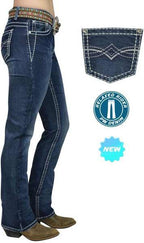 Pure Western Womens Dakota Relaxed Rider Jeans - 36 Leg (PCP2210129) Midnight 6x36L